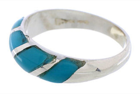Sterling Silver Turquoise Inlay Southwest Ring Size 5-1/4 UX35016